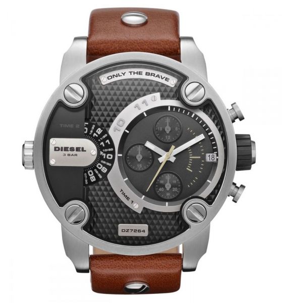 Diesel Black Dial Leather Watch side view
